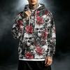 Men's Loose Fit Casual Printed Hoodie with Pocket and Drawstring