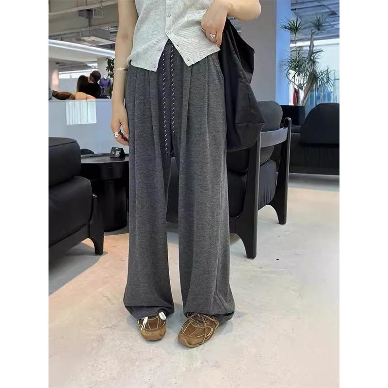 Korean Style Wide-Leg Floor-Length Women's Drawstring Pants - Autumn/Winter 2025