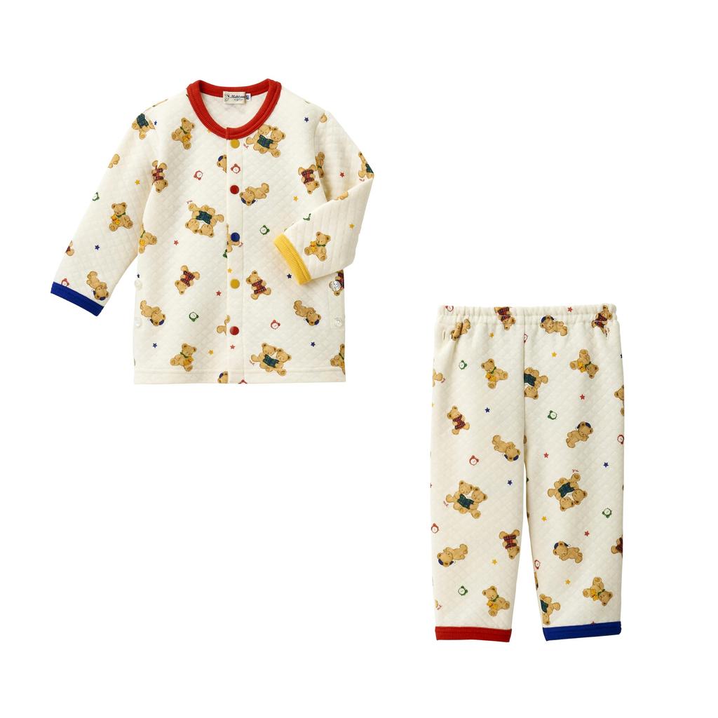 Long Room Made In All Over Open Ivory [MIKI HOUSE] Pajamas, Sleeves, Wear, Japan, Pattern, Bear, Front, Boys, Girls, Babies, Kids, Children's
