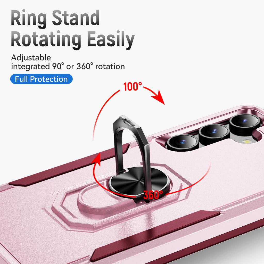 For Samsung Galaxy S24 FE Case Military Grade Ring Kickstand PC + TPU Phone Cover