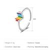 Korea Cute Sweet Multicolor Enamel Rainbow Stainless Steel Opening Adjustable Heart Ring for Fashion Finger Jewelry Accessories