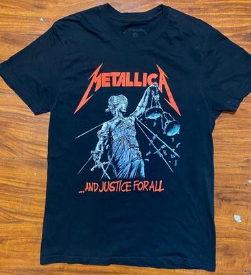 METALLICA "And Justice for All" LOGO Maglietta Grafica Nera TG M-Nuova Senza Etichetta T-Shirt Unisex