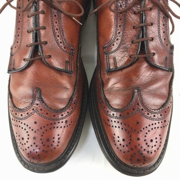 Pre-80s USA Vintage Long Wingtip American Brogue Shoes Brown size 9.5D 27.0-27.5 Men's(USED)