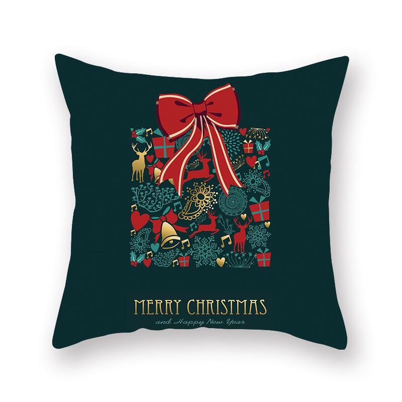 New Christmas Printed Linen Pillow Cover Sofa Cushion Cover Home Furnishings