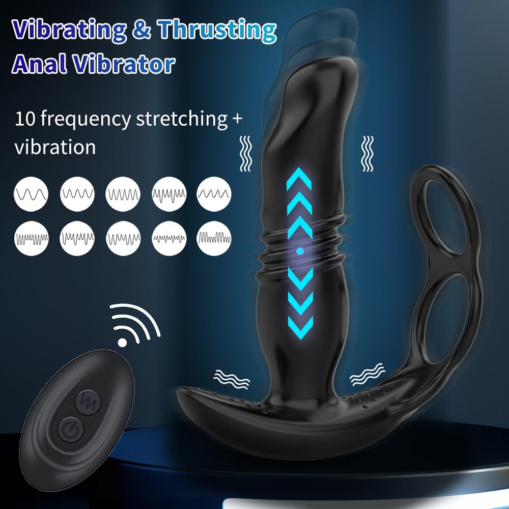 Teleskopisk analvibrator sexleketøy for menn app fjernkontroll prostata massasjeapparat Bluetooth dildo vibrator buttplugg forsinkelse Ejakulasjonsring