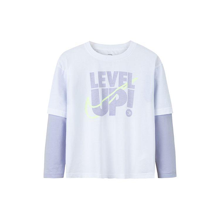 Nike Casual Sports Suit Two-Piece Letter Pullover Long Sleeve Top Comfortable Versatile Pants Kids Sets Purple N32432267GS-004