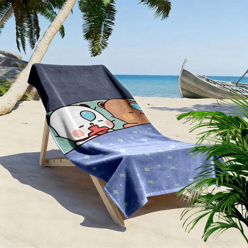 Bear Panda Love Print Beach Towel Large Soft Quick Dry Towel For Beach Camping Swimming