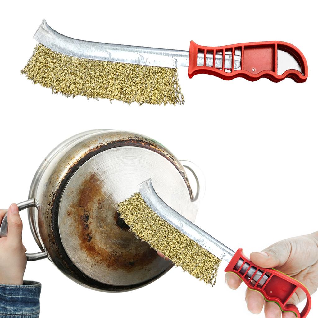 Wire Brush Set 2Pcs Stainless Steel Wire Brushes for Cleaning Metal Rust Dirt with Ergonomic Handle Grip