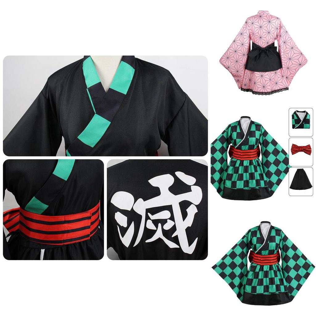 Demon Slayer Kamado Tanjirou Agatsuma Zenitsu Cosplay Dienstmädchenkleid – Atmungsaktiv Exquisit