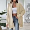 Women's Long Sleeved Solid Color Medium Length Knitted Cardigan Jacket Sweater Knitted Sweater