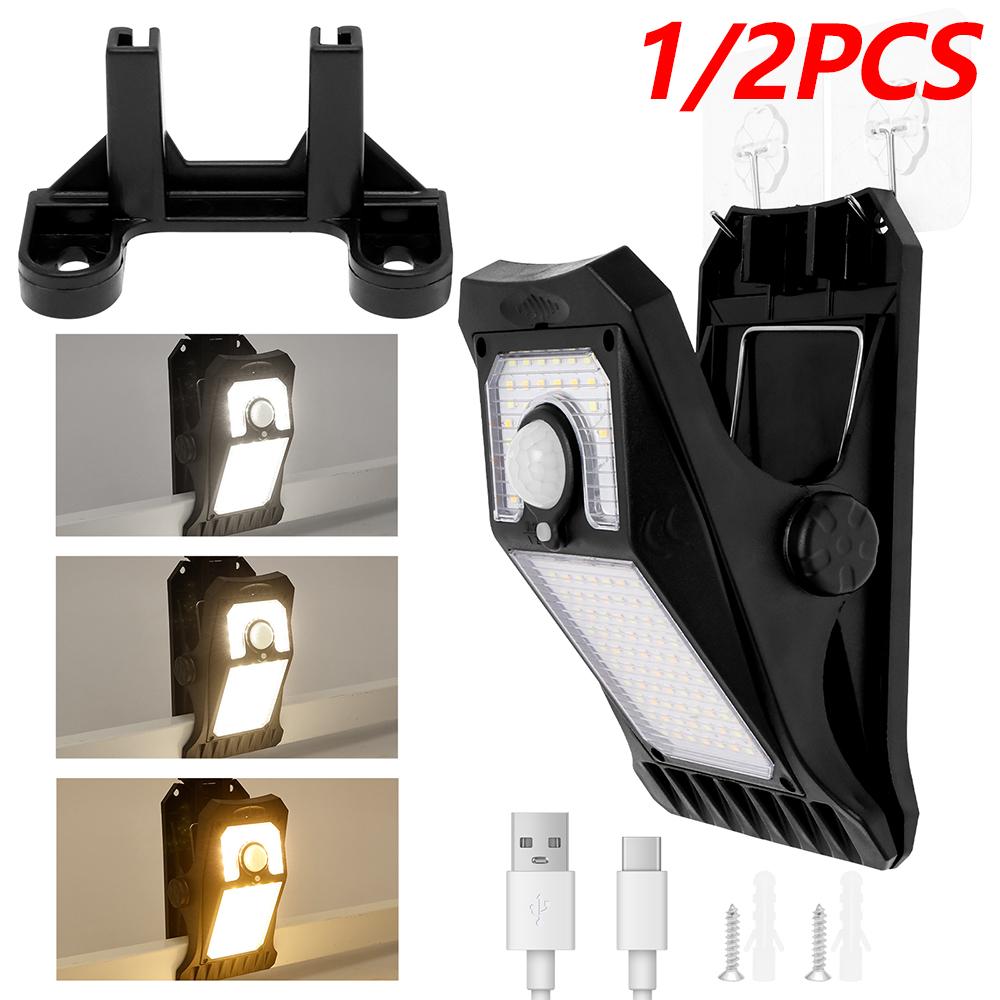 1/2Pcs 118LED Clip on Solar Light IP65 Waterproof Motion Sensor Security Light 3 Lighting Mode Solar Security Light for Outdoor
