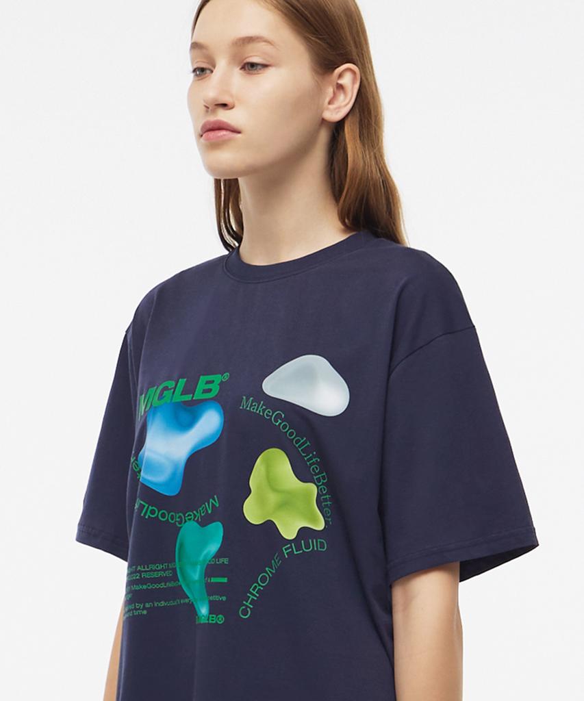 MATCHGLOBE Fluid Graphic Boxy Tee (Navy)