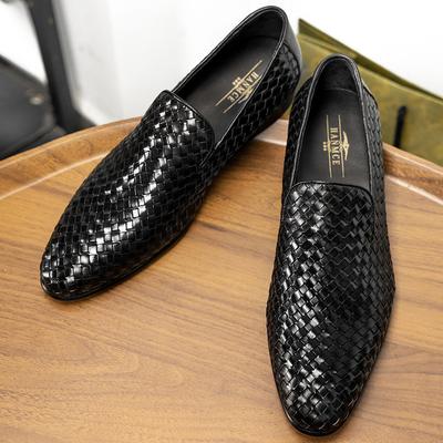 Sapatos de condução de luxo Sapatos masculinos Sapatos de couro genuíno Mocassim Couro de vaca Padrão de trama Fecho Sapatos casuais Zapatos Hombre
