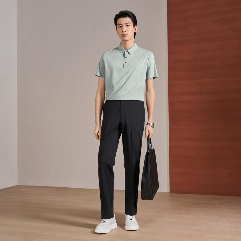 Men's Seamless Mulberry Silk Blend Printed Polo Shirt