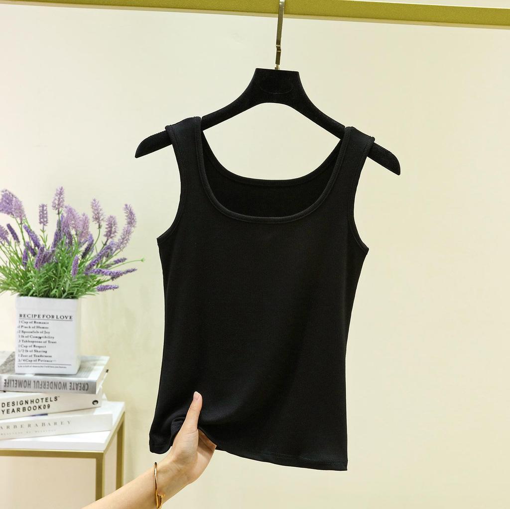 Women's Modal Ribbed Square Neck Sleeveless Slim-Fit Camisole - Versatile Base Layer Shirt for Summer.