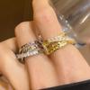 Korean Zircon Multilayer Crossover Open Ring: High-End Light Luxury Index Finger Jewelry