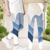 Girls Full Length Fitted Stretch Waist Printed Blue White Yoga Leggings