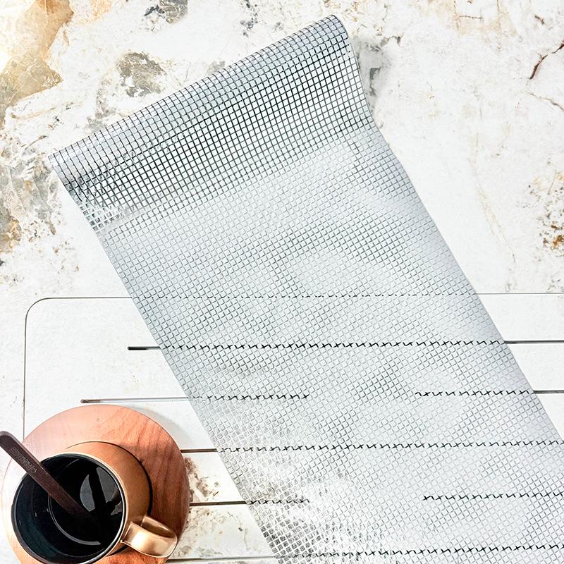 Gold Foil Plaid Sequin Party Table Runner