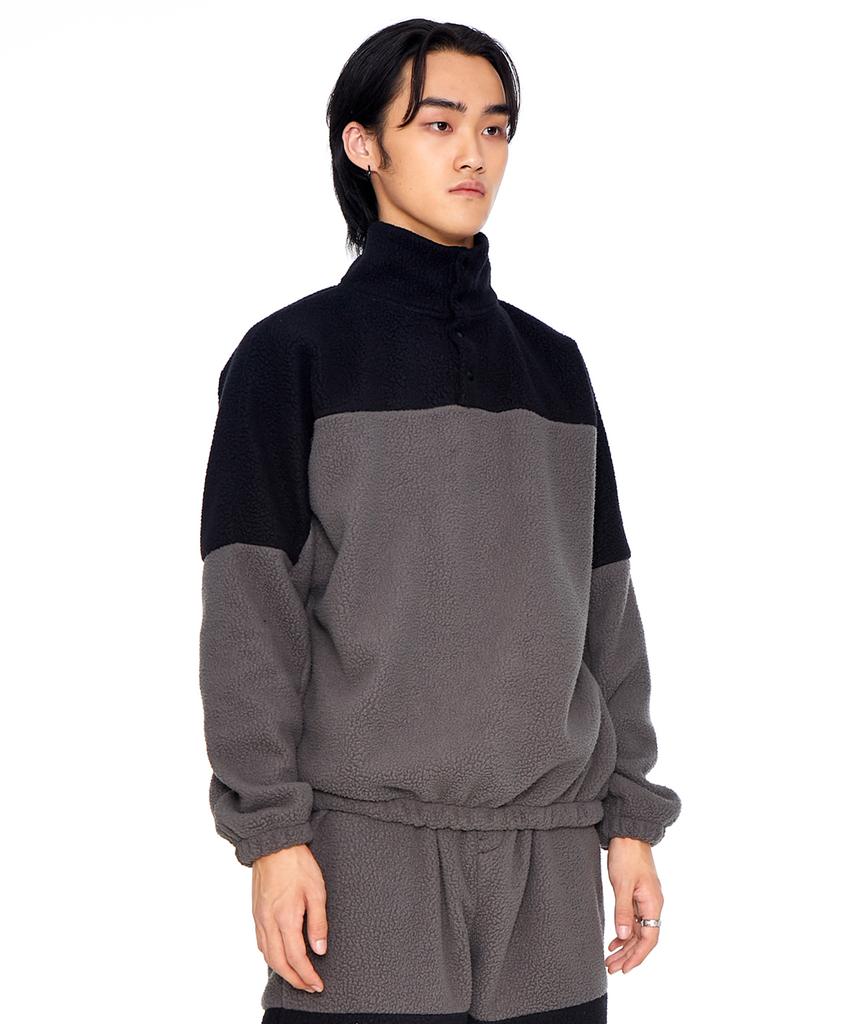Eponym Color Block Fleece Pullover_Black & Gray