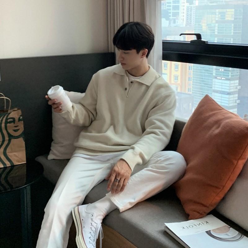 

Мужской свитер с высоким воротником, легкий вязаный пуловер с длинным рукавом, повседневная однотонная уличная одежда для отдыха, вязаный трикотаж S