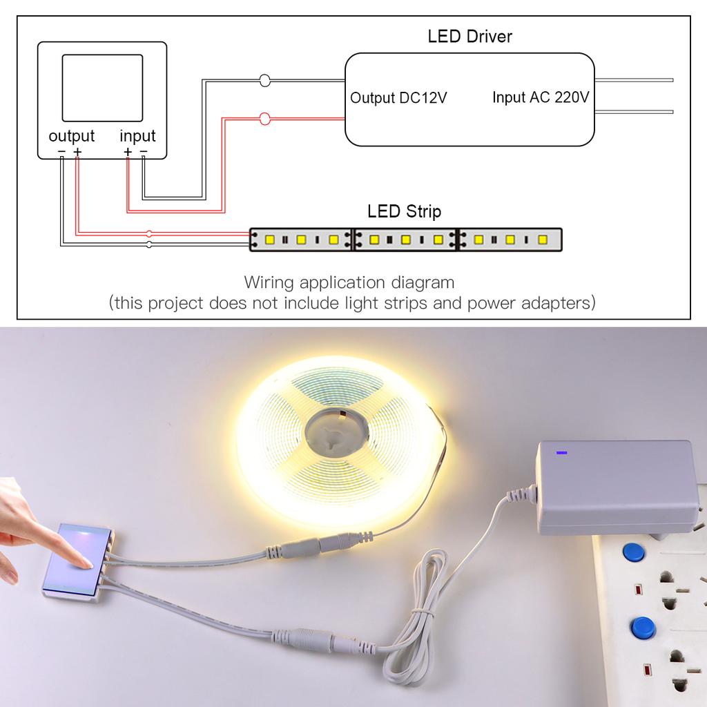 Touch Sensor Switch For Makeup Mirror Bathroom Dressing Table Glass Panel Control 12V 5A Led Strip Light Switch Stepless Dimmer