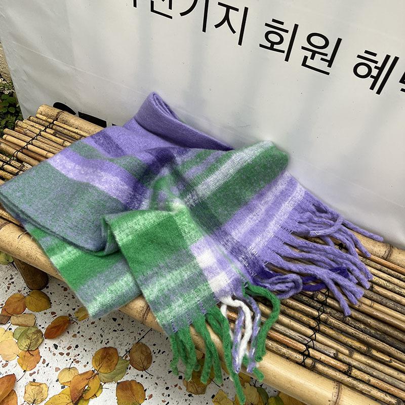 Simple women's autumn and winter thickened retro fringed polyester atmosphere imitation cashmere scarf scarf