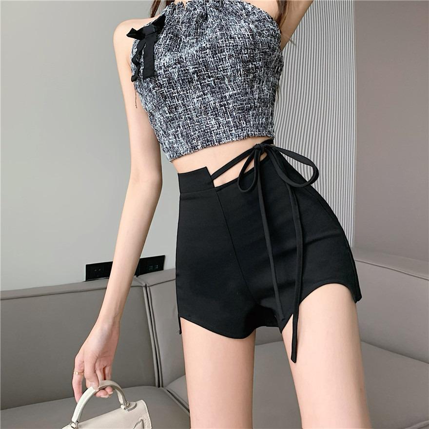 2025 Letní černé horké šortky s vysokým pasem pro ženy