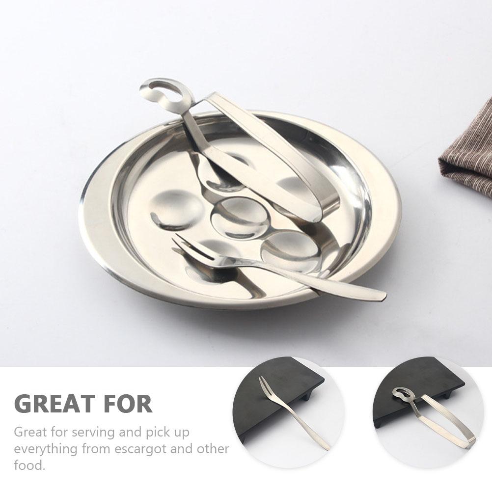 3 Sets Snails Clip Eating Tool Shellfish Tongs Stainless Steel Escargot Food Serving
