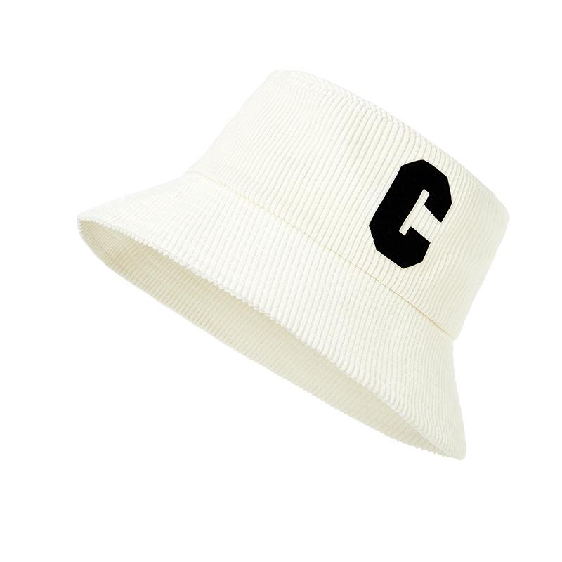 Spring and Autumn New Trendy Retro Letter Corduroy Bucket Hat for Men and Women Outdoor Wear Casual Sunshade Basin Hat