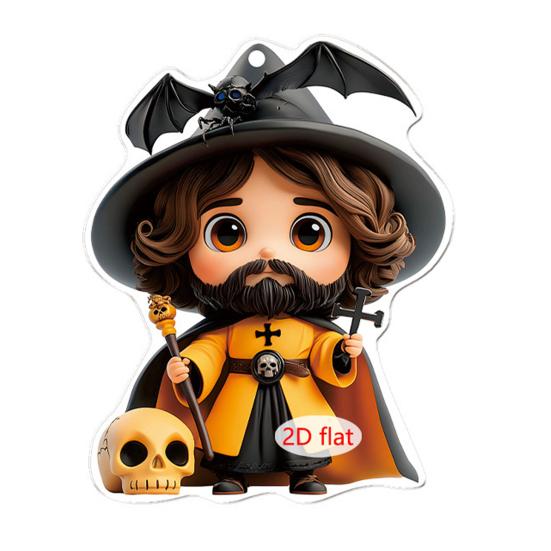 Car Pendant Halloween Series 2D Doll Charm Ghosts Pumpkins Skeletons Festive Car Ornament Auto Rearview Mirror Decoration