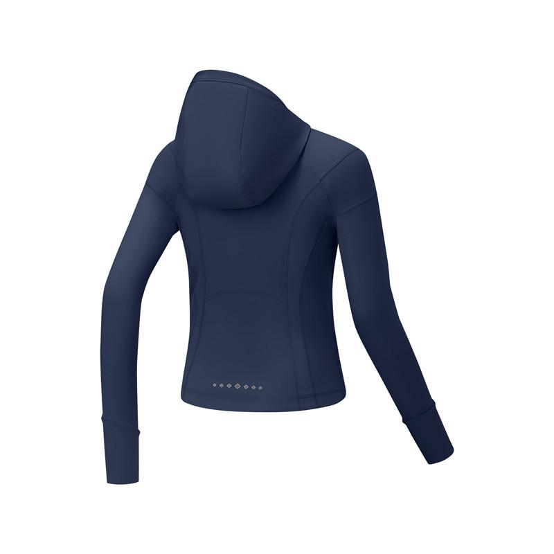 Skechers Freedom Series Comfortable Zipper Simple Hooded Long Sleeve Jacket Women Jackets Deep-Navy P125W073-0012