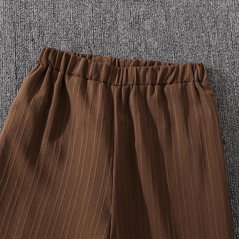 Children's Clothing Autumn New Children's Lapel Striped Long Sleeve Shirt Top Pants Boys and Girls Set