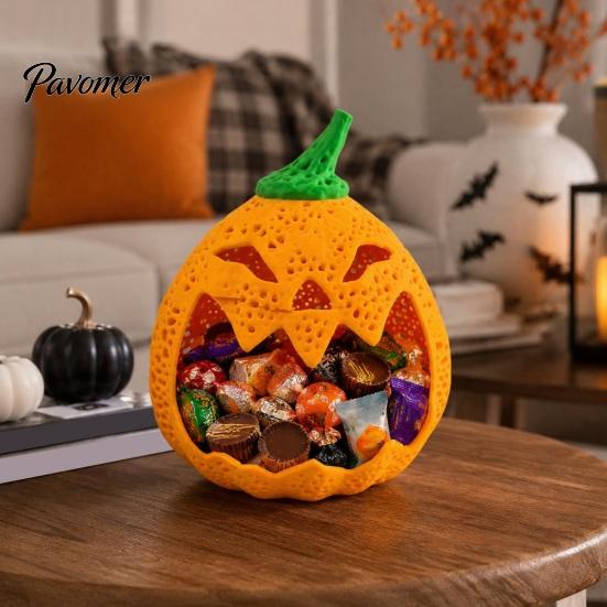 Halloween Gift Baskets for Desk Hollow Pumpkin Storage Ornament Halloween, Decorative Candy Holder, Creative Plastic Basket Kids Desktop Organizer