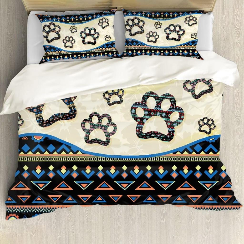 Comforter Dog Paw Print Bedding Set Twin Size For Kids Boys Bedroompuppy Bone Bed Black White Comforter