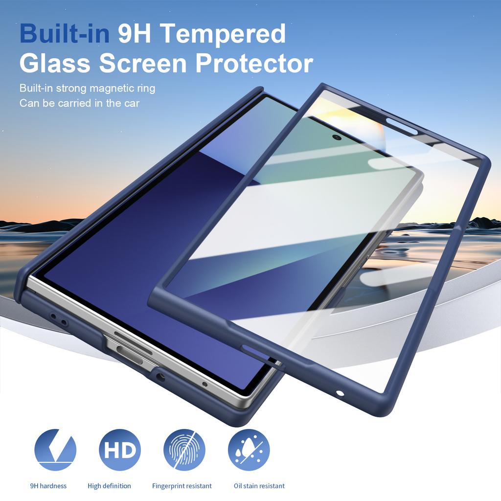 For Samsung Galaxy Z Fold 8 Ultra 8/7/6/5/4 Full Cover Magnetic Case with Tempered Glass Front Film Anti-Fingerprint Phone Case