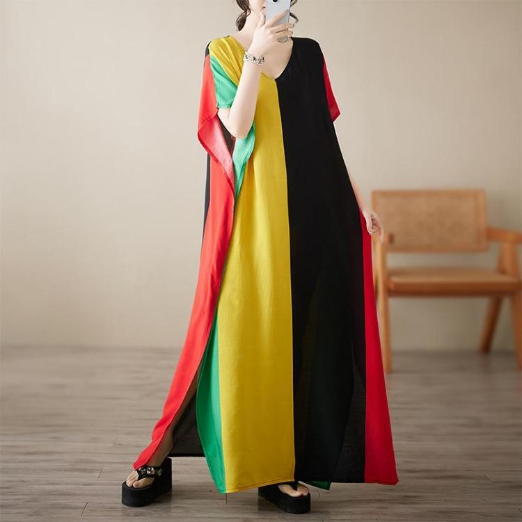 

Летнее женское платье больших размеров винтажное оверсайз повседневное свободное макси с V-образным вырезом праздничное базовое от Dimanaf 3XL жёлтый