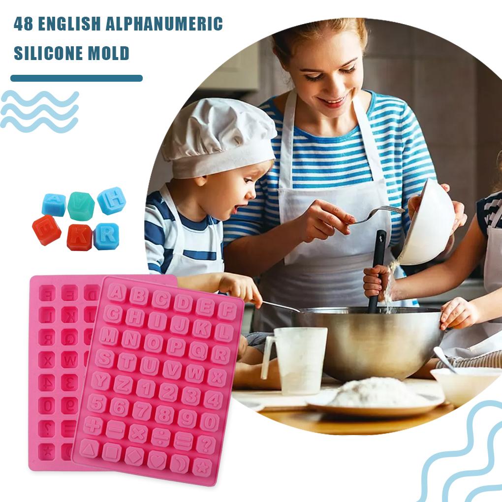 48 Cavities Silicone Mold Letter Figure Party Hotel Cafe Chocolate Pudding Mould Homemade Fondant Dessert Baking