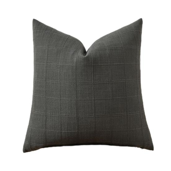 

Наволочка из хлопка и льна, скандинавский стиль, дышащая ткань, клетчатый жаккардовый дизайн, наволочка, универсальный домашний декор 45x45cm темно-серого