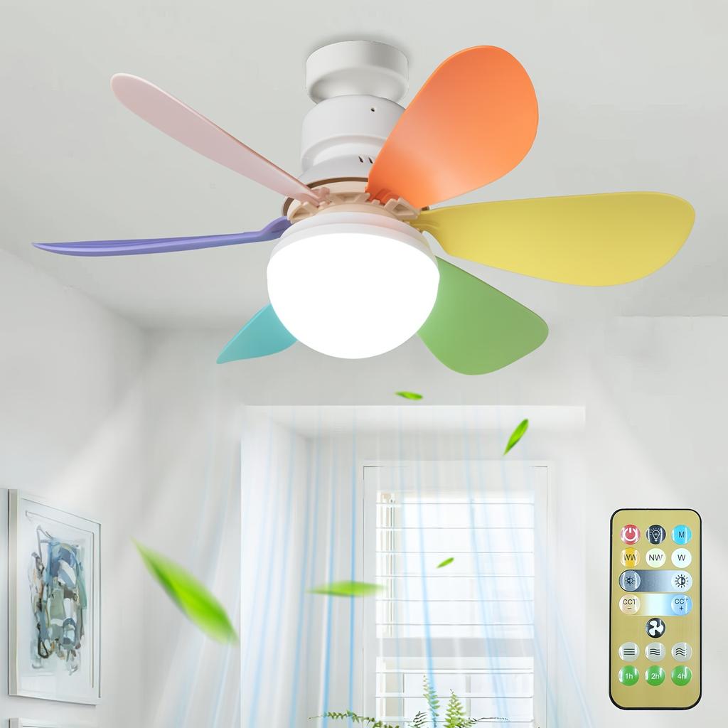 30W Small Modern Ceiling Fan Light E27 Threaded Head Home Mute Mini Ceiling Fan Light for Kitchen Dining Room and Bedroom