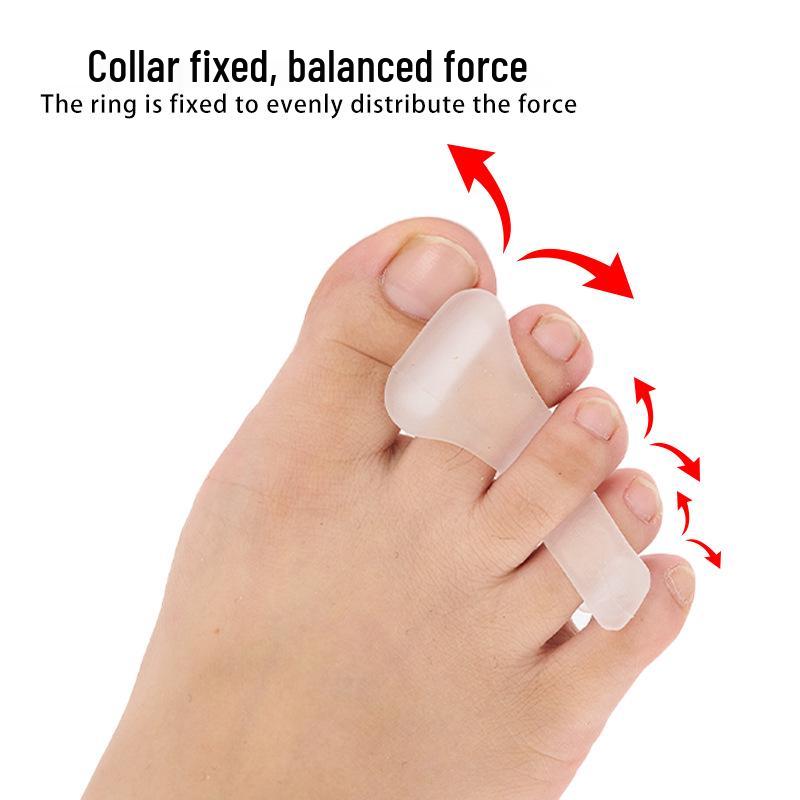 Silikon Hallux Valgus Korrigerare: Tå- och hallux valgus-separerare med tre hål för överlappande tår för dag- och nattanvändning