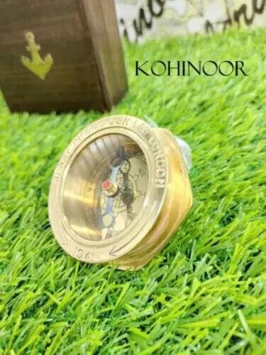 Maritime Compass With Wooden Box Hexagon Shaped Direction Tool Nautical Gift