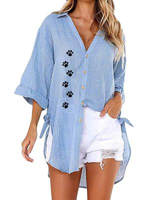 Blusa Stampata alla Moda da Donna Top Casual a Manica Corta T-shirt Larga da Donna con Scollo a V