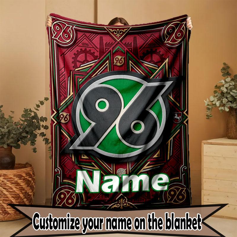 Custom Name Personalized Hannover 96 Football Print Blanket, Home Decor, Bedroom, Sofa, Camping, Couch, Gifts for Birthday Christmas