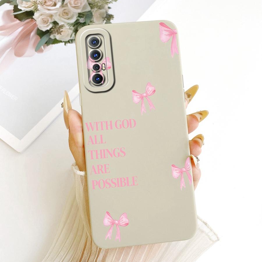 

For OPPO Reno3 Pro 4G Case Len Proective Back Cover Bow flower Painted Soft Silicone Funda for OPPO Reno 3Pro 5G Shockproof Capa Reno 3 Pro 4G