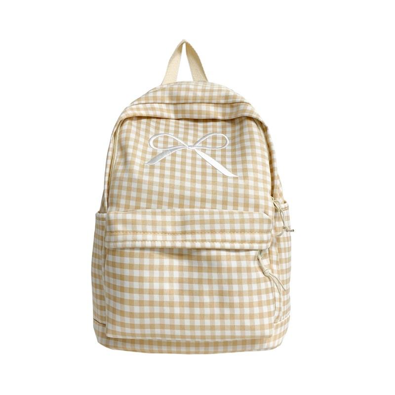 

Женский клетчатый рюкзак с бантом для старшеклассников, школьный рюкзак жёлтый