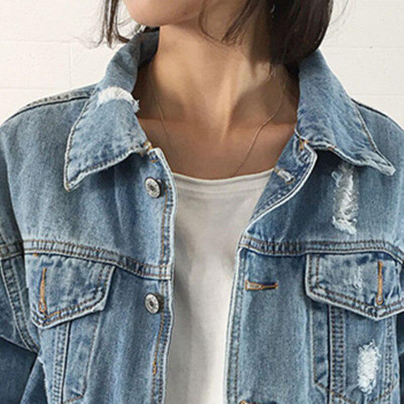 Women Basic Coat Denim Jacket Winter Jeans Jacket Denim Coat Loose Fit Casual Style