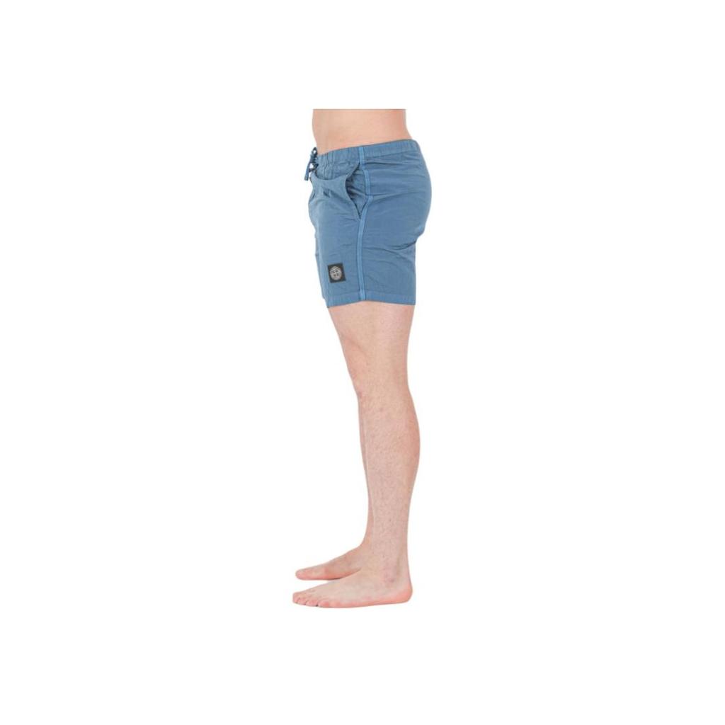 STONE ISLAND Ss22 Solid Color Drawstring Mid-Rise Fitted Swim Shorts Men Swimwear Blue 7615B0643-V0046