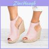 Stilvolle Damen Sandalen Lässige Keilabsätze Mit Bequemem Stroh Plateau Peep Toe