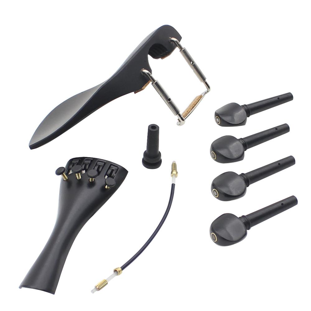 4 4 Violin Chin Rest Chinrest with Tuning Peg Tailpiece Fine Tuner Tailgut Endpin Violin Accessory Kit