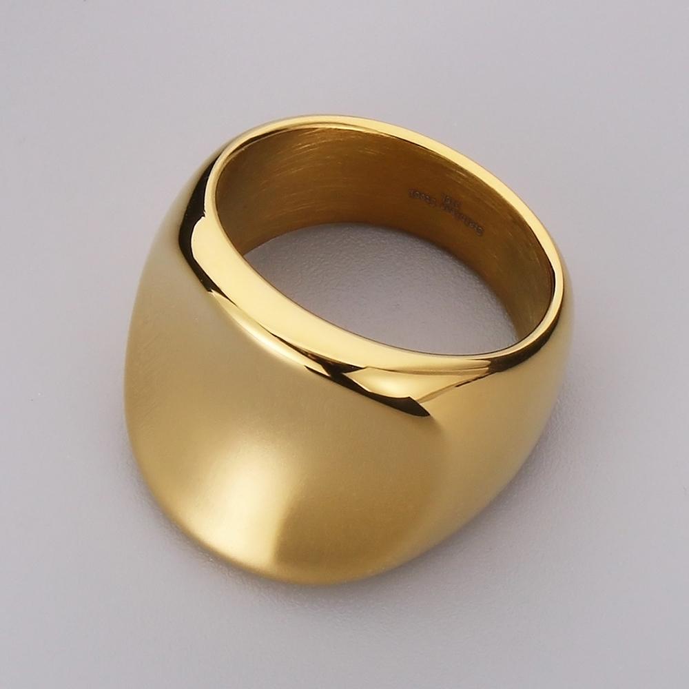 18K Vacuum Plated Wide Rings for Man Solid 316l Stainless Steel Men's Band Accessories Engagement Ring Birthday Party Jewelry